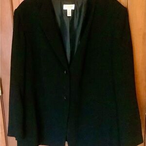 TALBOTS Blazer Jacket Size 20W Black Lined Two-Button Closure